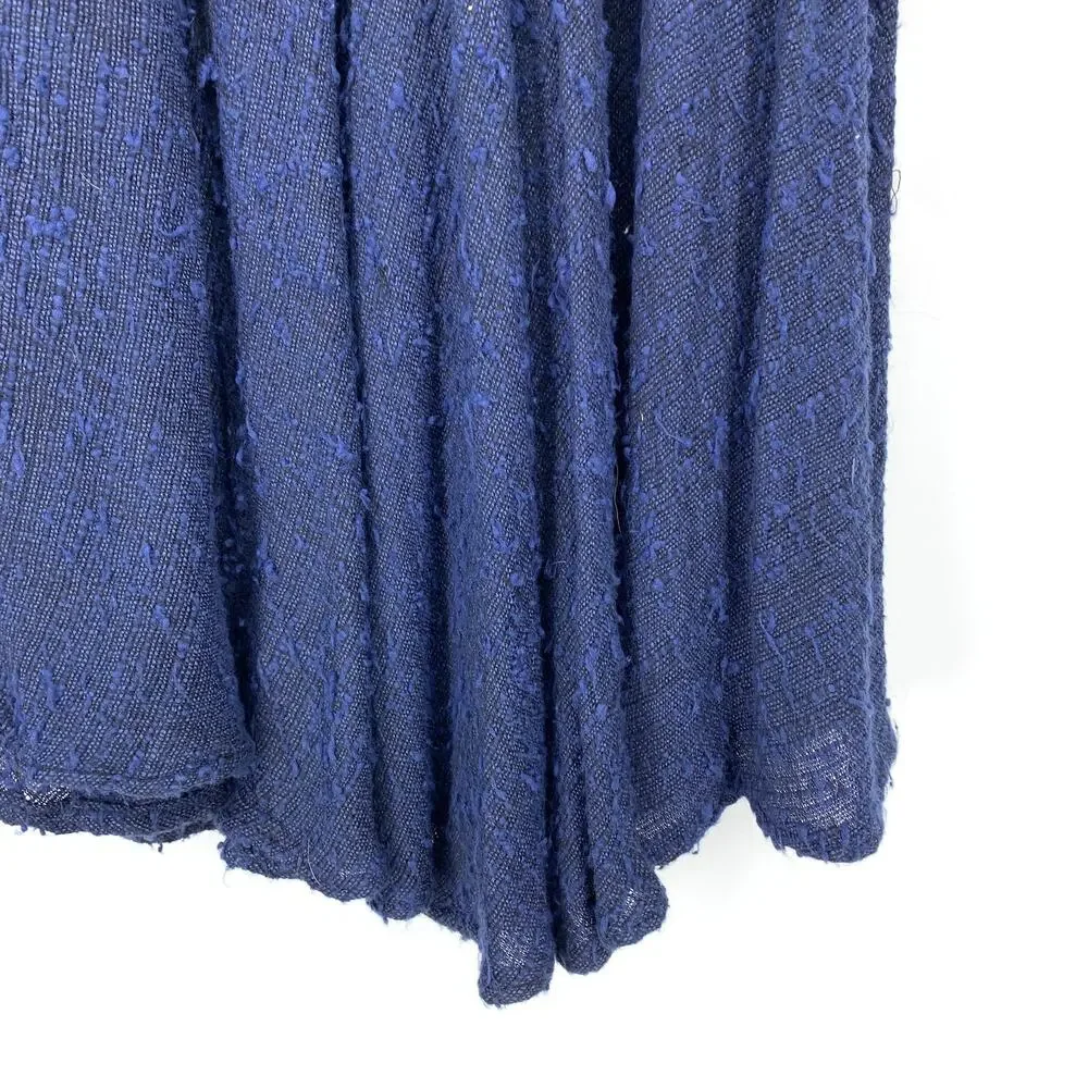 VTG Laise Adzer Pull On Midi Skirt Womens Sz Large Blue Black Cotton Gauze Boho